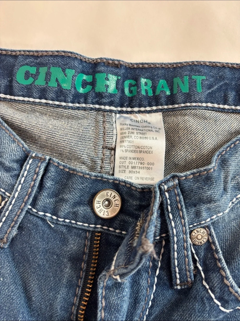 Cinch Grant Slim Straight Blue Jeans